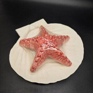 Starfish Candle & Ceramic Clam Shell Candle Holder Coastal Decor Gift DH1336